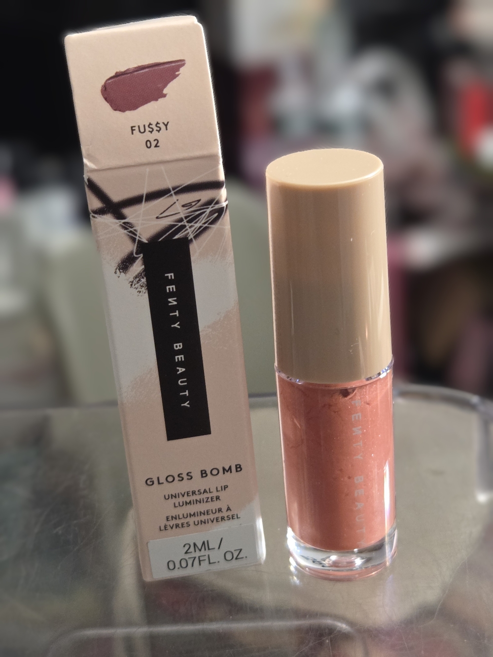Fenty Beauty Gloss Bomb Lip Luminizer — Fussy 02-Shimmering Dusty Pink